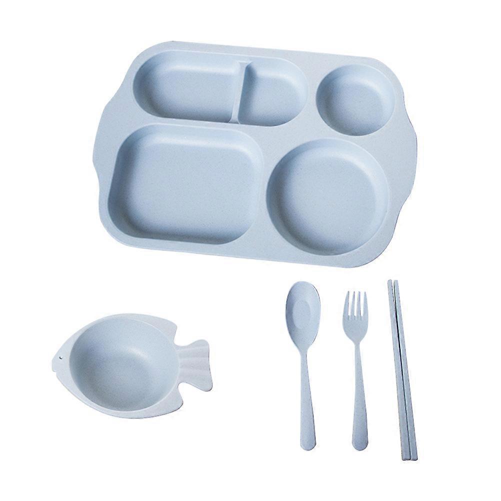 Kids Chopsticks 5Pcs Blue Solid Color Dinnerware For Children 30.00X21.00X2.00CM Safe Eating Meal Training