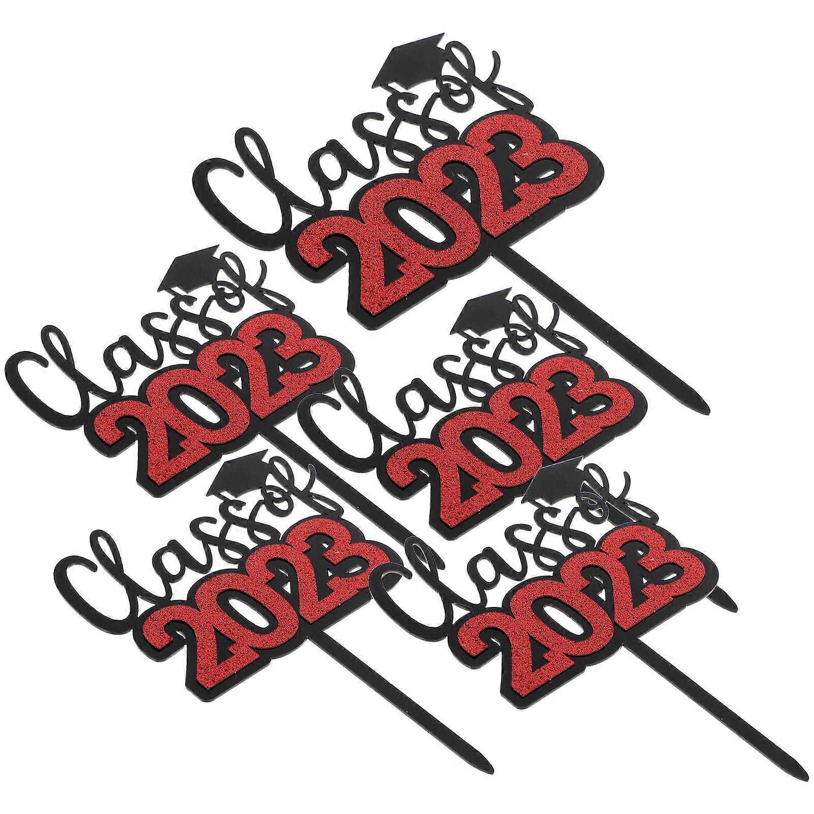 Congrats Grad Cake Topper 5Set For High School Graduation In Assorted Color Made From Certified Material Perfect For Festive Celebrations