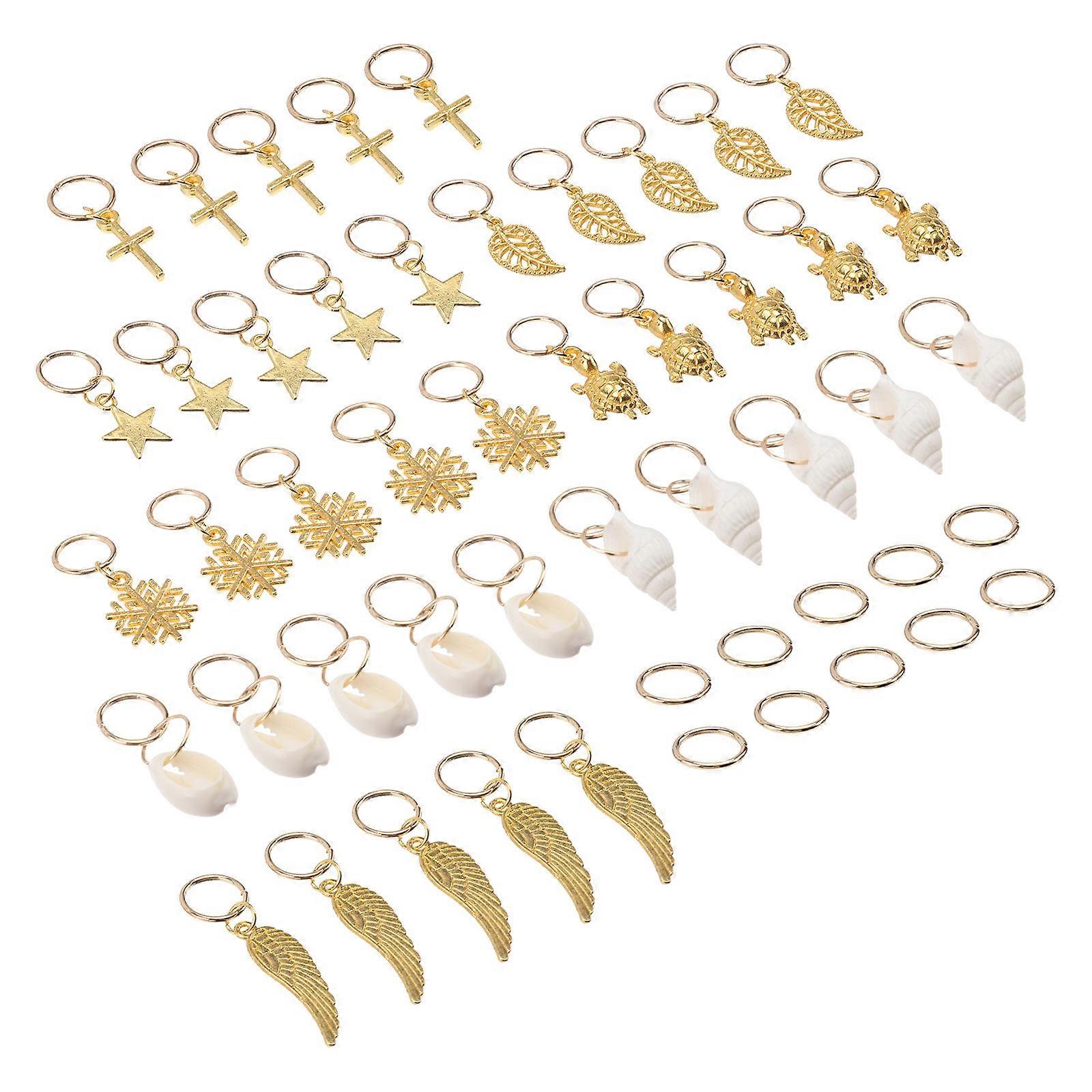 Altın Bakır Saç Halkaları Saç Örgülerini Kolye Yaprakları ve Yıldızlarla Sabitlemek İçin 50 Adet