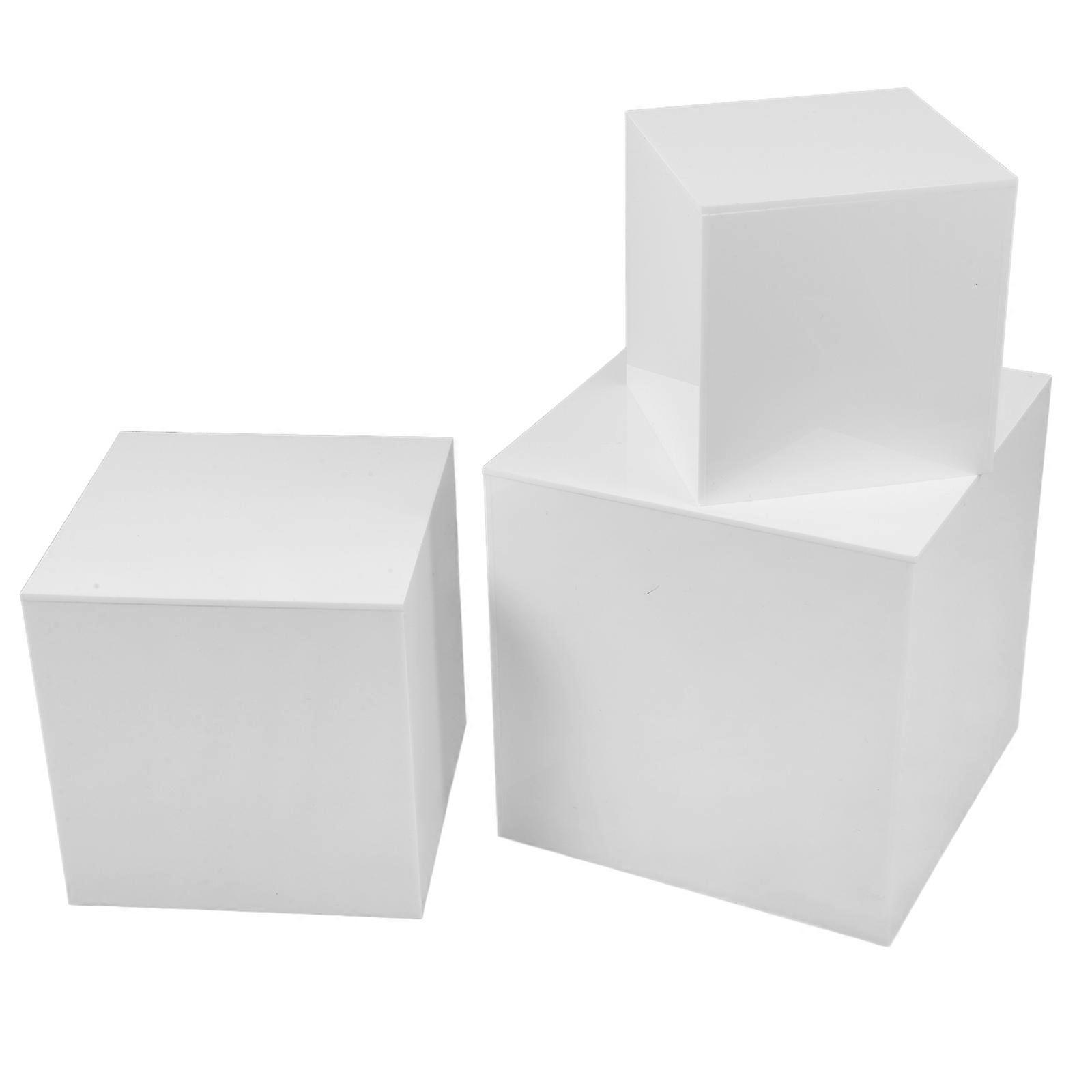 Acrylic Cube Stand Display for Collectibles 3Pcs White Multi-Purpose Risers