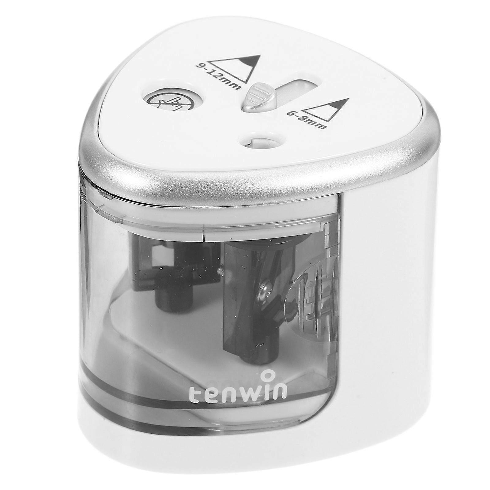 Electric Pencil Sharpener Automatic Battery Operated Pencil Sharpener with Dual Holes for 6-12mm Pencil Durable and Portable (Silver)