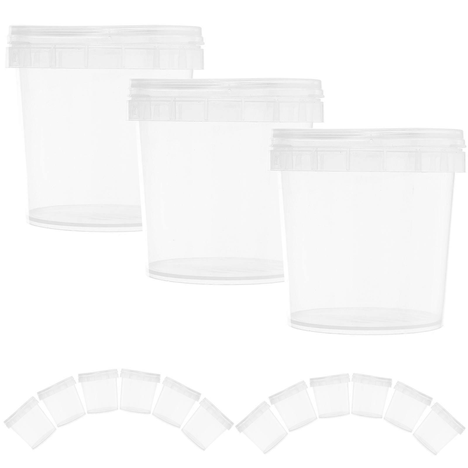 Clear Round Plastic Bucket For Food Storage Perfect For Catering Application 8.6 X 8.5 X 8.5 Cm 1 Set