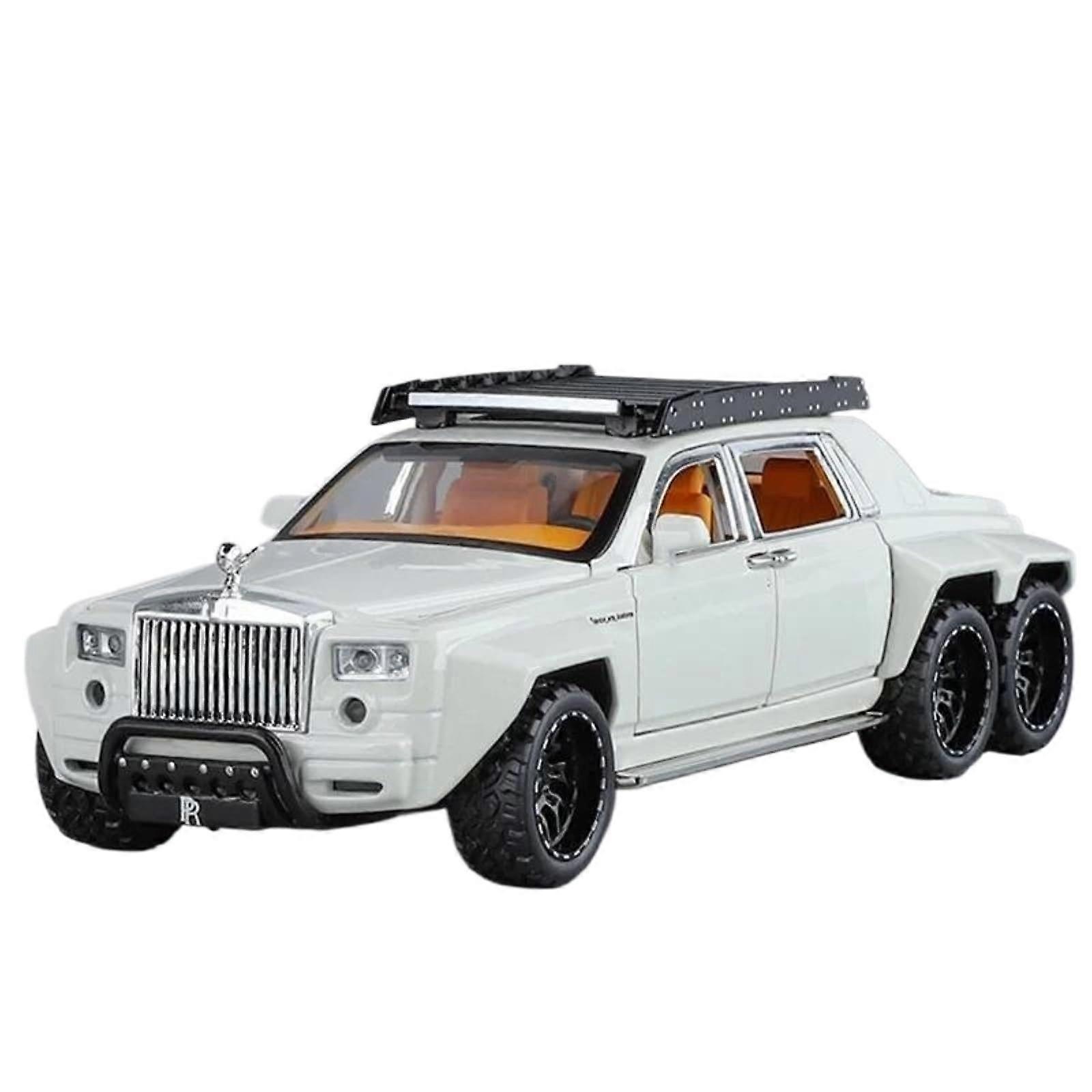 1:32 Scale Model Car for RollsRoyce Phantom 6X6 Modified DieCast Metal Model Car with Sound and Light, Mini GT Finished Car Model (White Box)
