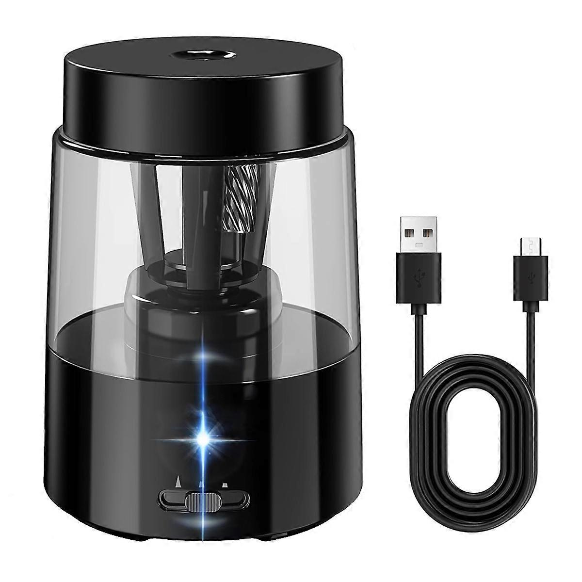 Electric Pencil Sharpener, Automatic Pencil Sharpeners Kids, Battery Rechargeable Pencil Sharpeners for Pencils Black