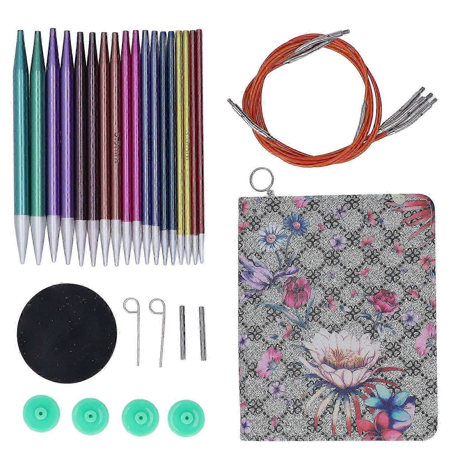 2025 Circular Knitting Needles Set Interchangeable Crochet Needles Knitting Tool with Storage Case 3.0 to 8.0mm