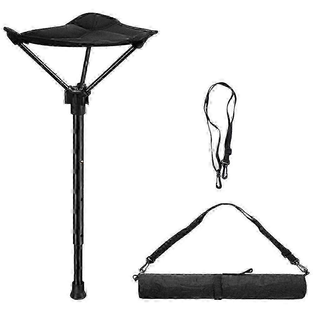 Height adjustable trekking pole with built-in stool