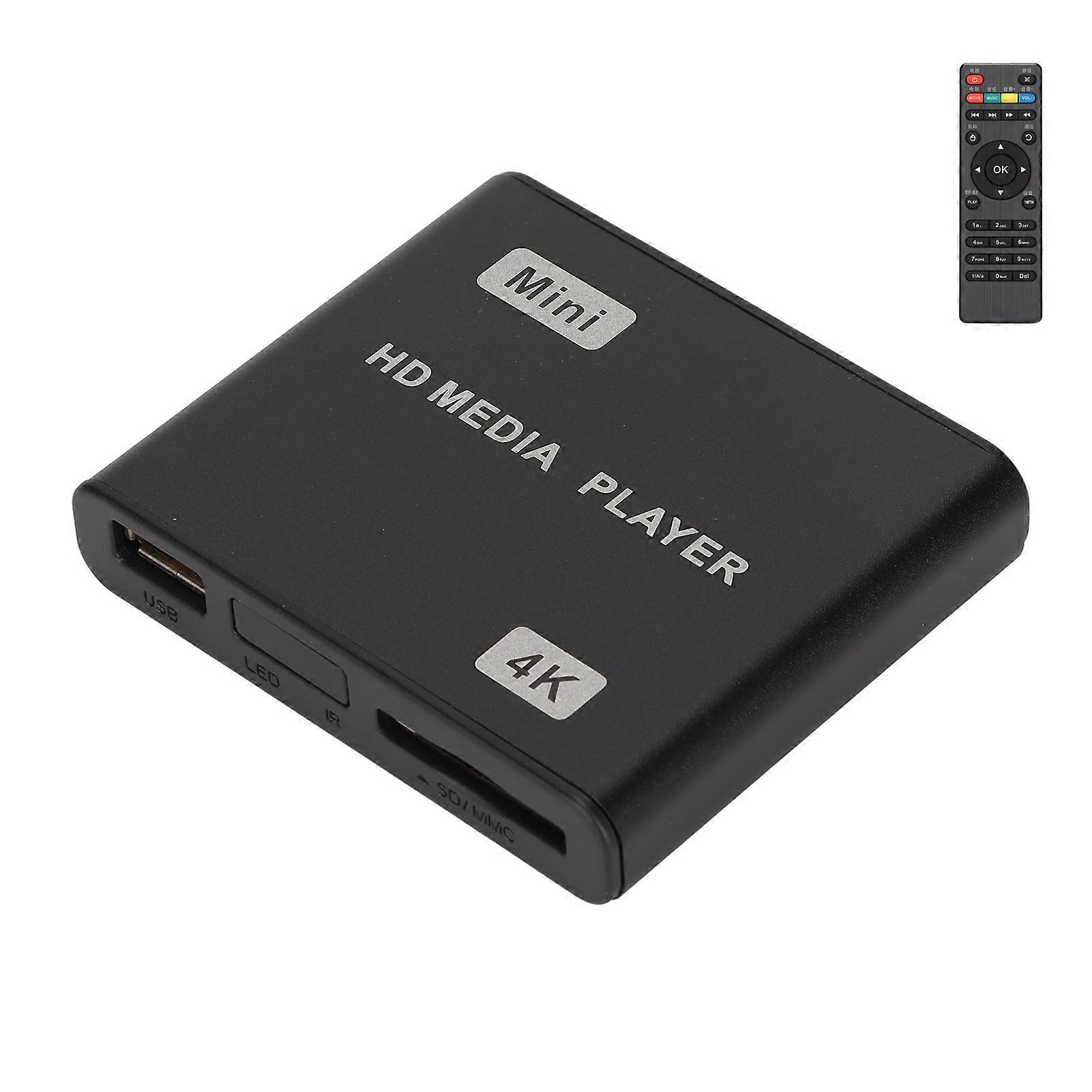 4K HD Media Player Mini Streaming Media Player with Remote Control and LED Indicator 100‑240VUK Plug 