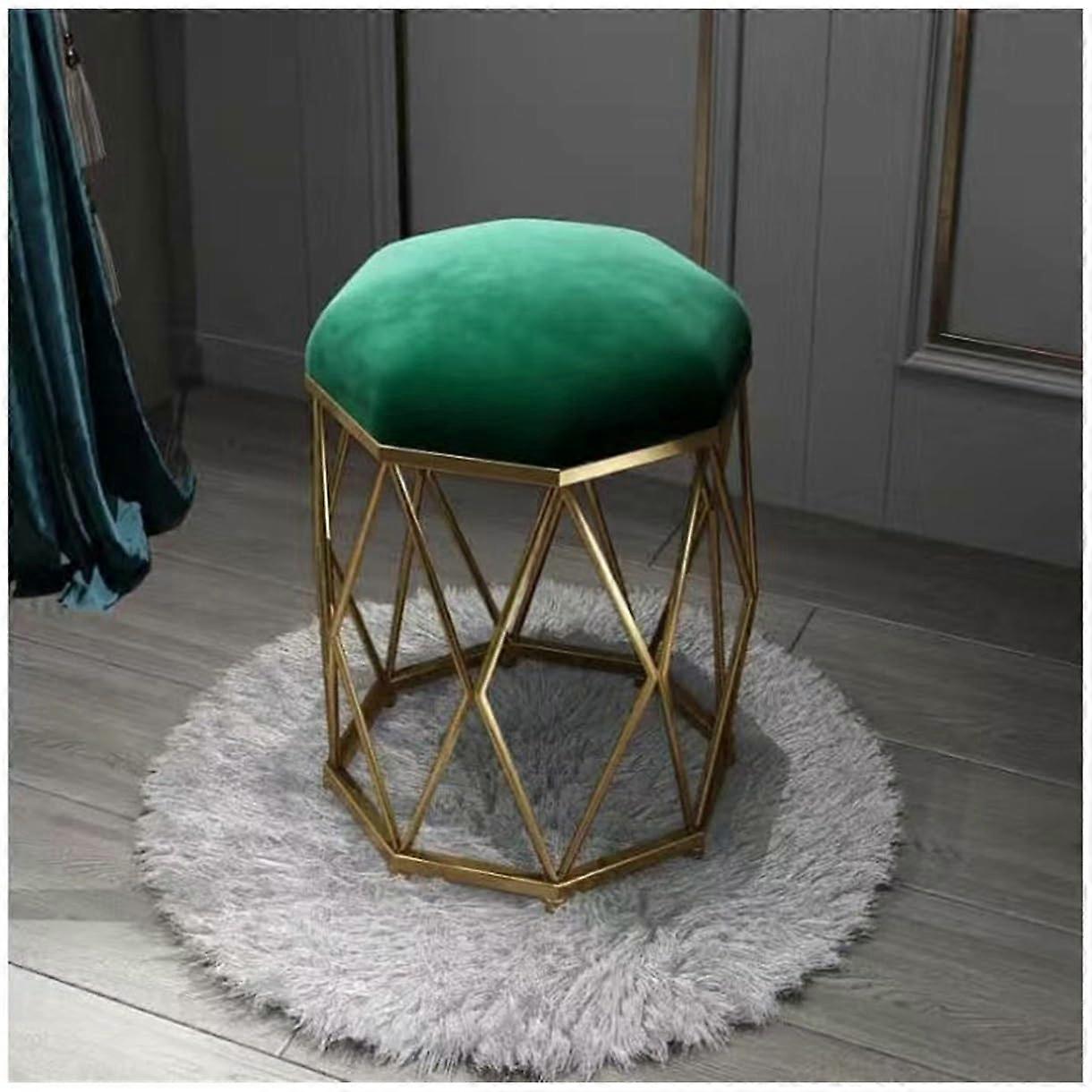 Makeup Chair,Modern Makeup Vanity Stool with Soft Sponge Padding and Iron Art Design for Bedroom or Living Room (C)