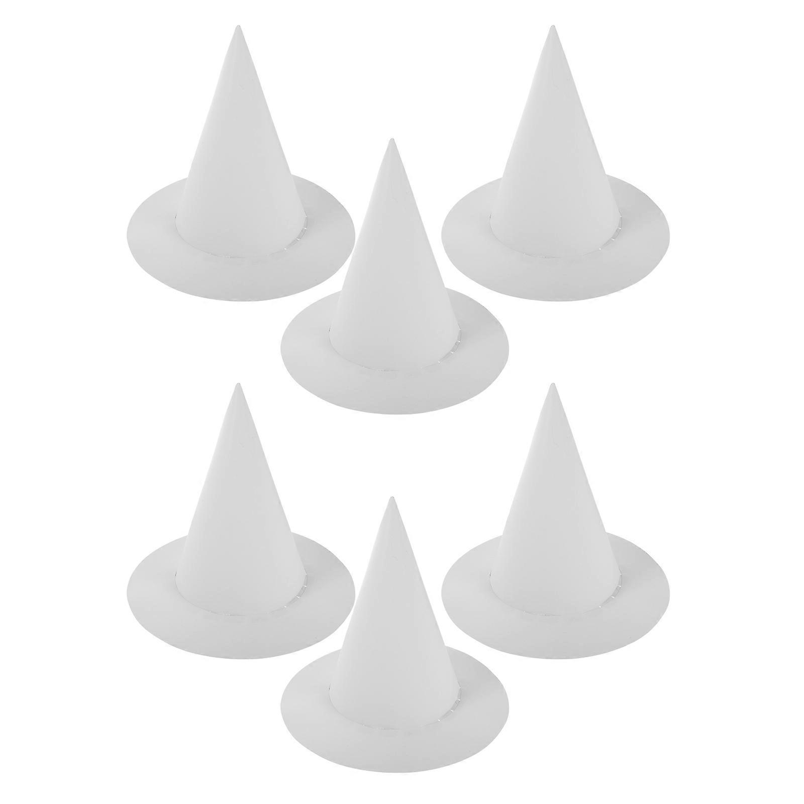 Craft Paper Hats Pointed Paper Hat for Birthdays White Paper Material Creative Design 6Pcs