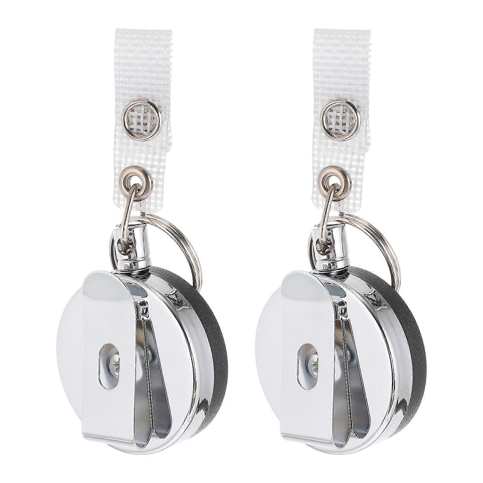 Name Tag Attachment Badge Card Holder for Workers Small Handbag Plastic and Stainless Steel with Belt Clip 2Set