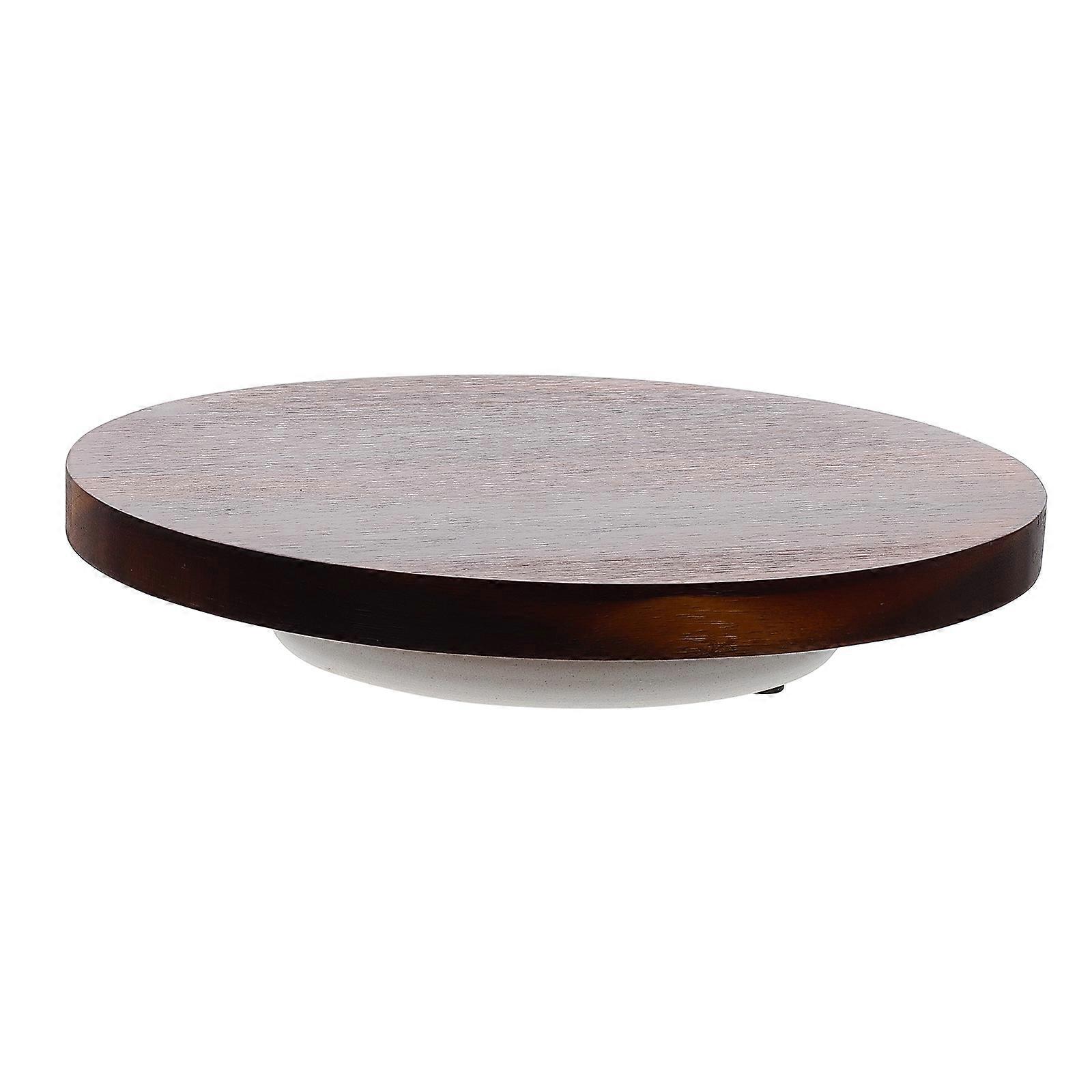 Rotating Cake Decorating Platform for Home Baking Dark Brown Acacia Wood 1Pc