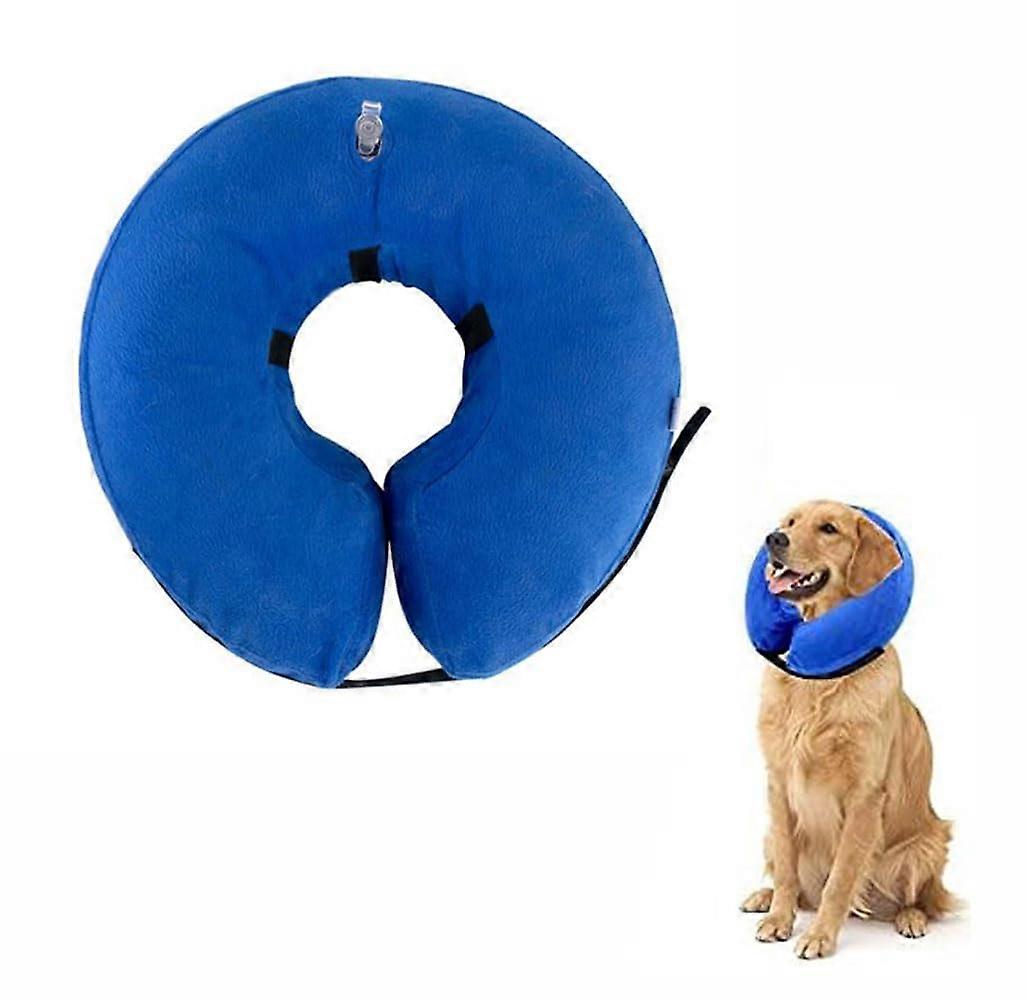 Protective Inflatable Collar for Dogs and Cats, Adjustable Soft Recovery, Surgery Recovery, Prevents Licking, Blue XL
