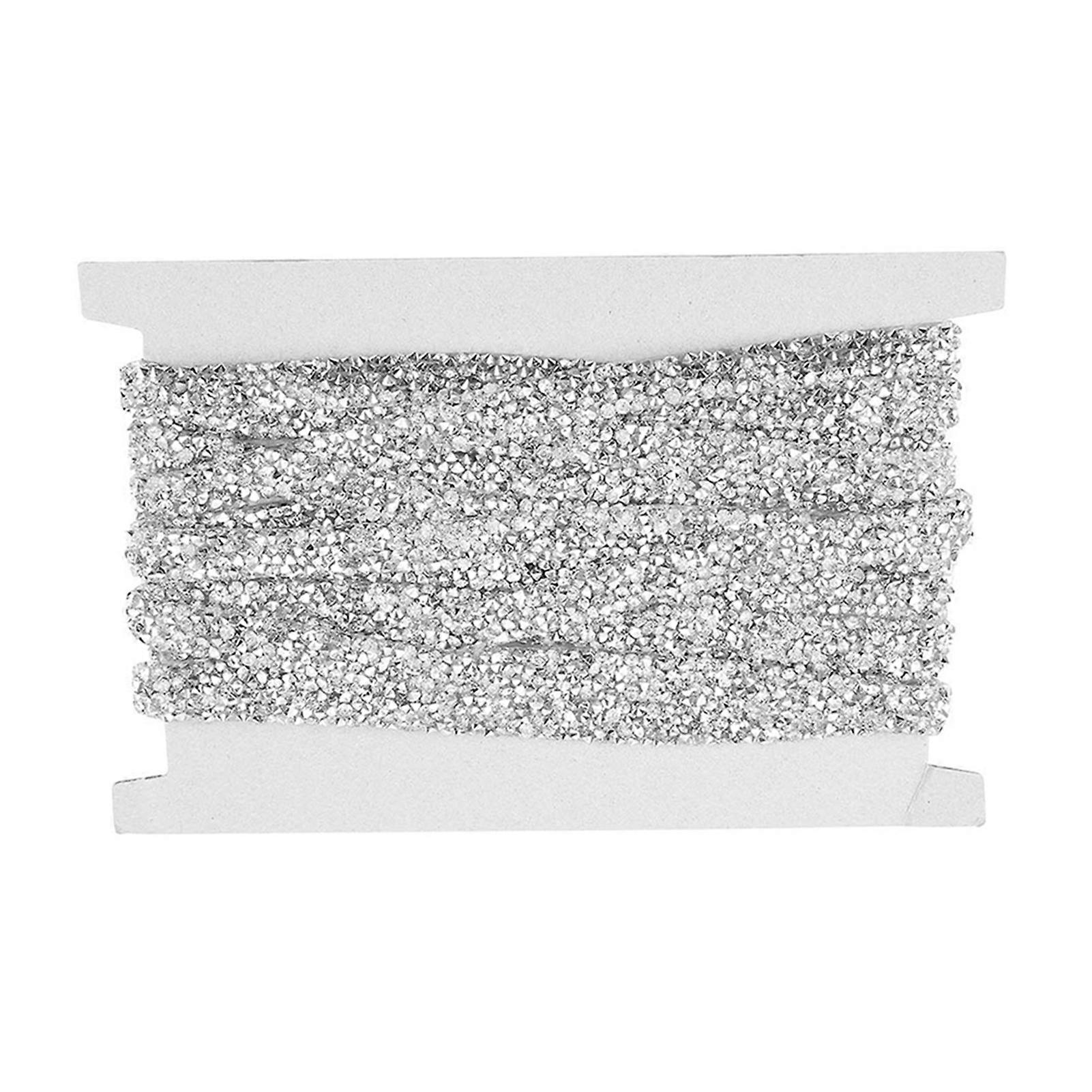 10mm Silver Rhinestone Diamond Mesh Ribbon Roll 10yd Pack