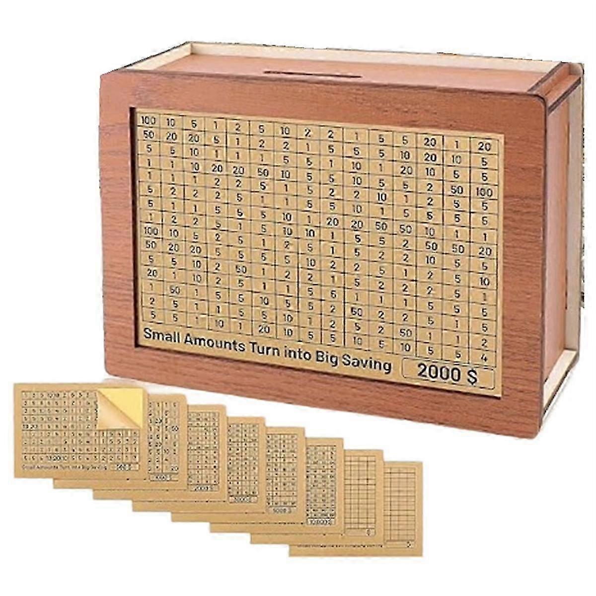 Money Box with Reusable Small Financial Management Non- Wood Wooden Money Box Box with Saving Odorless C