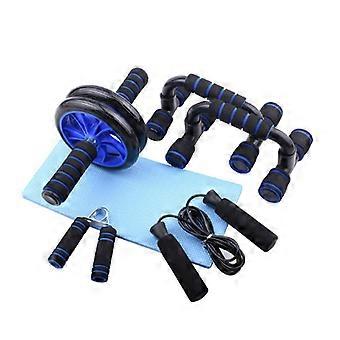 Push-up Stand, Knee Pad, Gripper, Abdominal Muscle Wheel, Jump Rope Combo Set, Indoor Fitness Equipment (5 Pieces)
