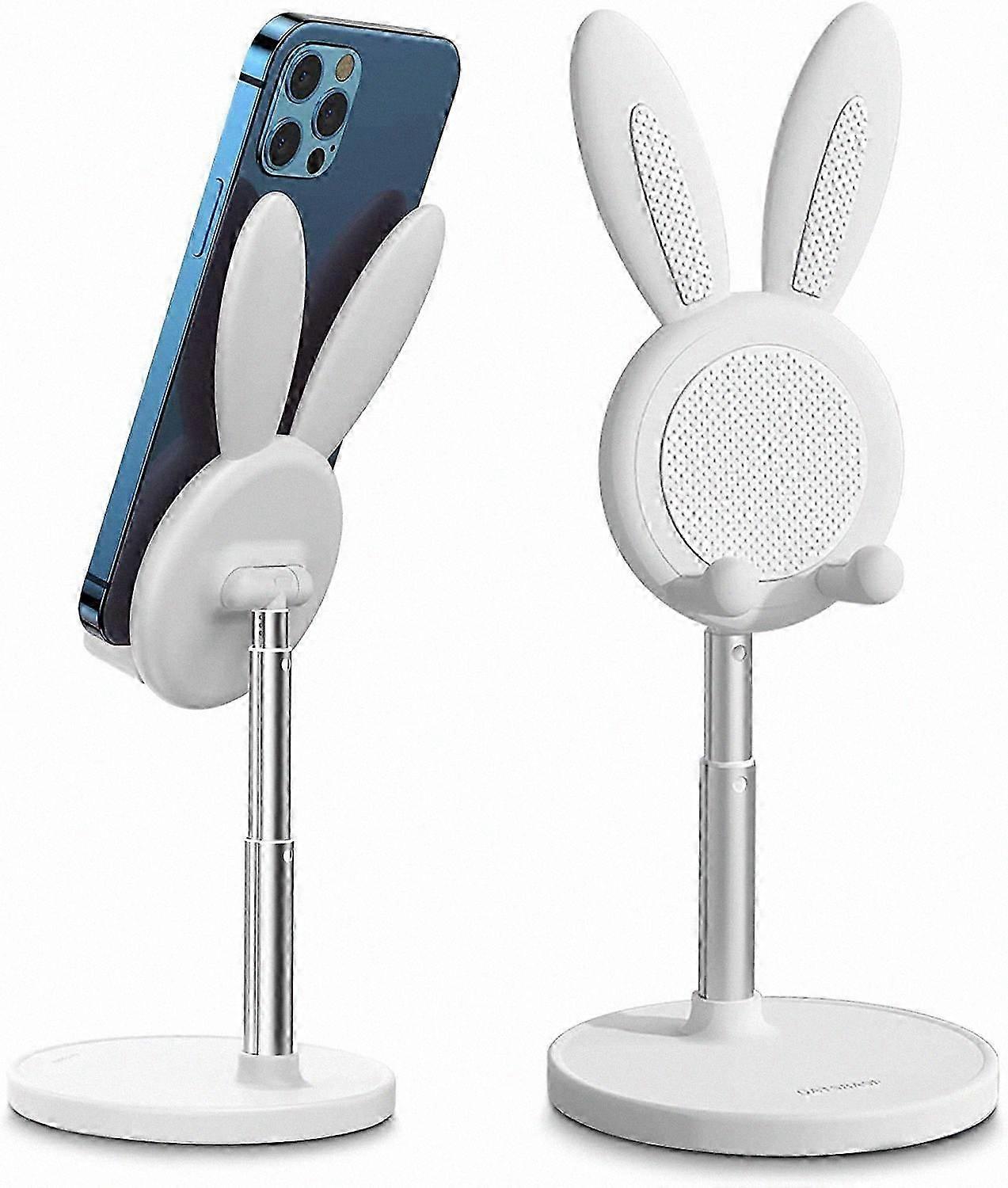 Adjustable Height Bunny Phone Stand for All Devices, White Color