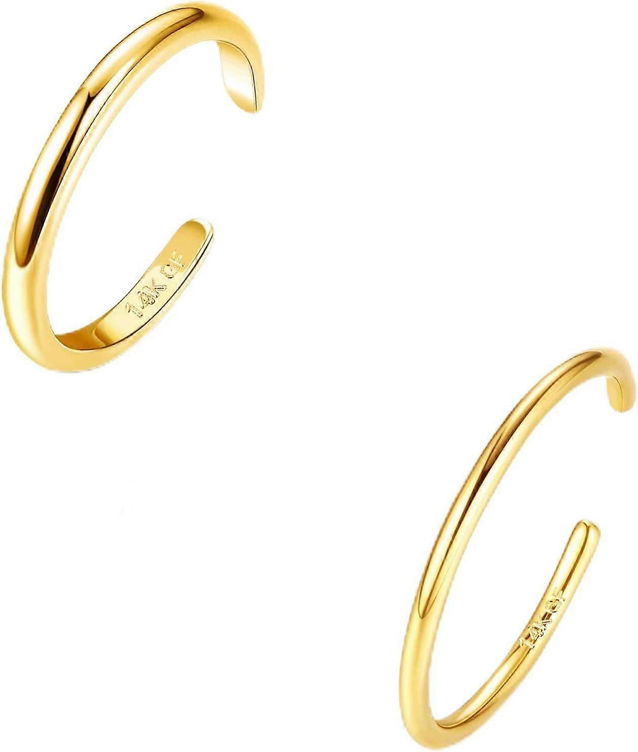 14K Gold Filled Toe Rings 1MM+2MM Adjustable Toe Ring for Women Summer Beach Foot Jewelry