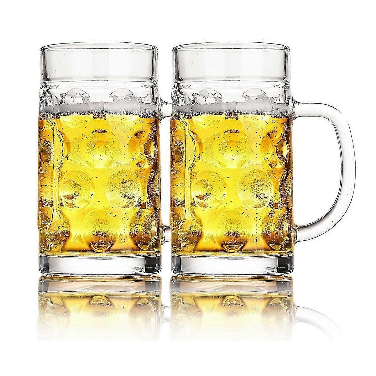 Diepvriesbierpullen, glazen mokken met handvatten, grote, heldere bierpullen