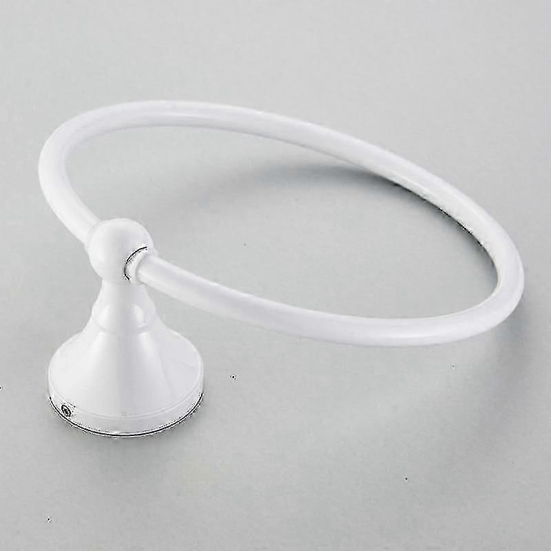 Round bathroom towel rack for wall mount in white