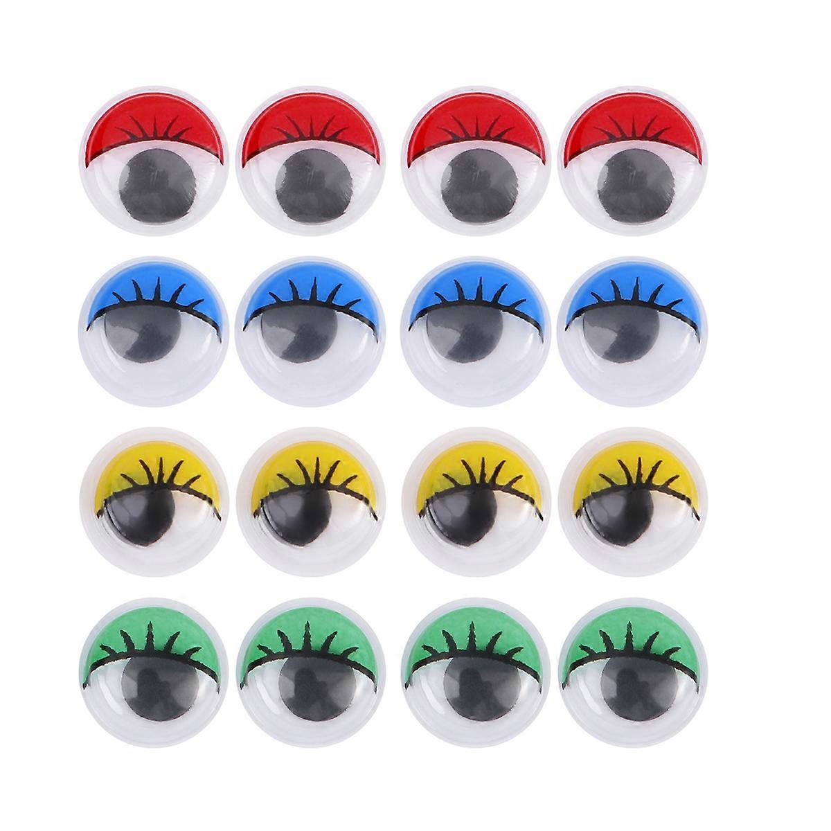 100Pcs 10mm Eyelashes Wiggly Wobbly Googly Eyes for Toys DIY Craft Decor (Yellow)