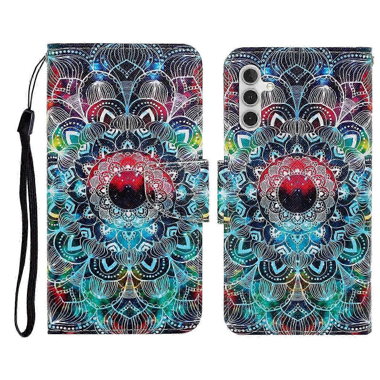 Pattern Printed Protective Phone Case with Wrist Strap for 5G Smartphones