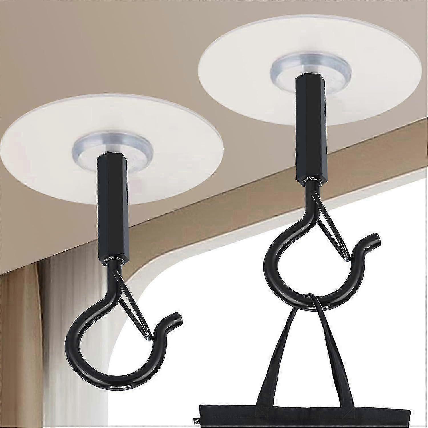Heavy duty ceiling hooks for hanging plants, 4 pack adhesive no drill hooks