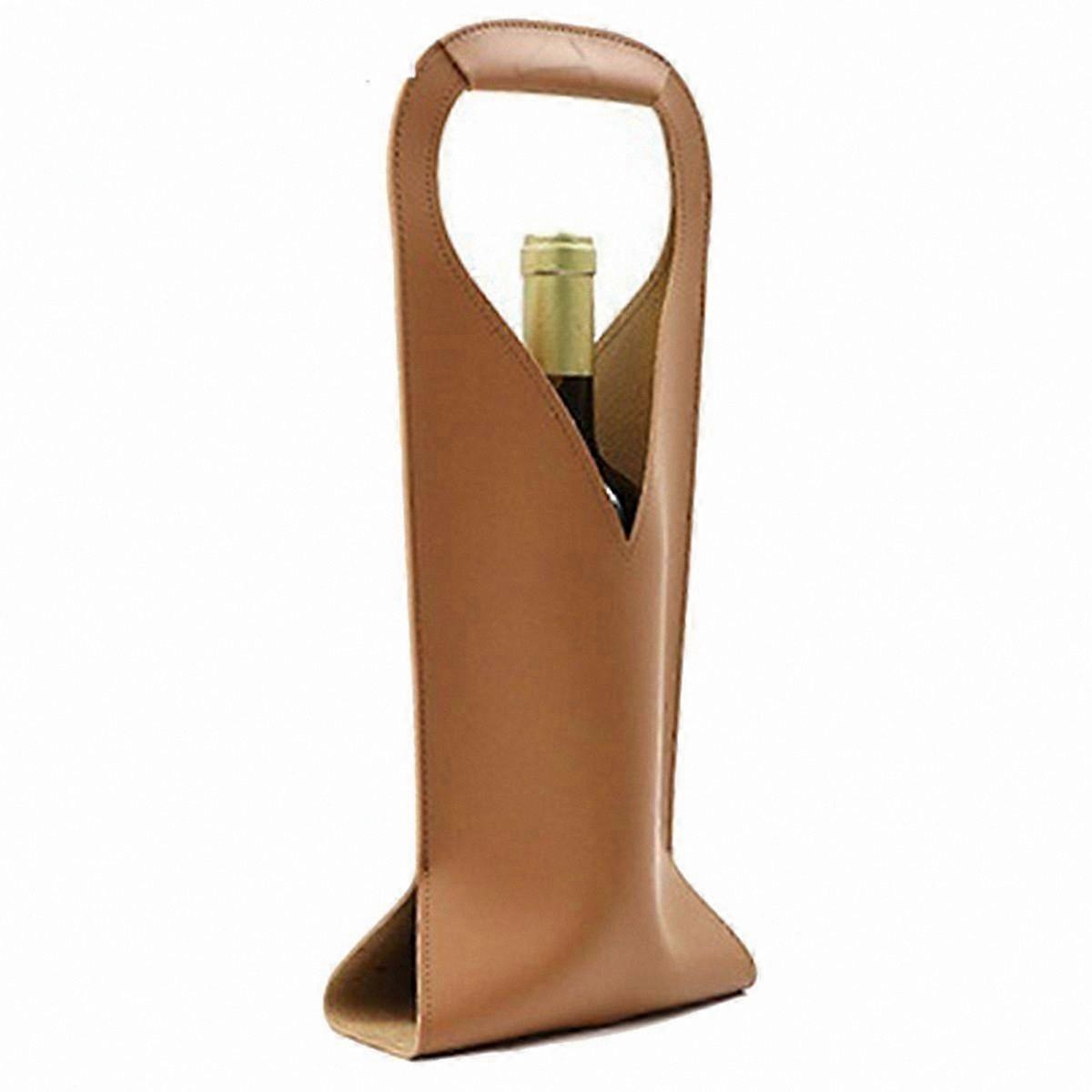 Leather Wine Bottle Bag with Handle for Champagne Gift Storage
