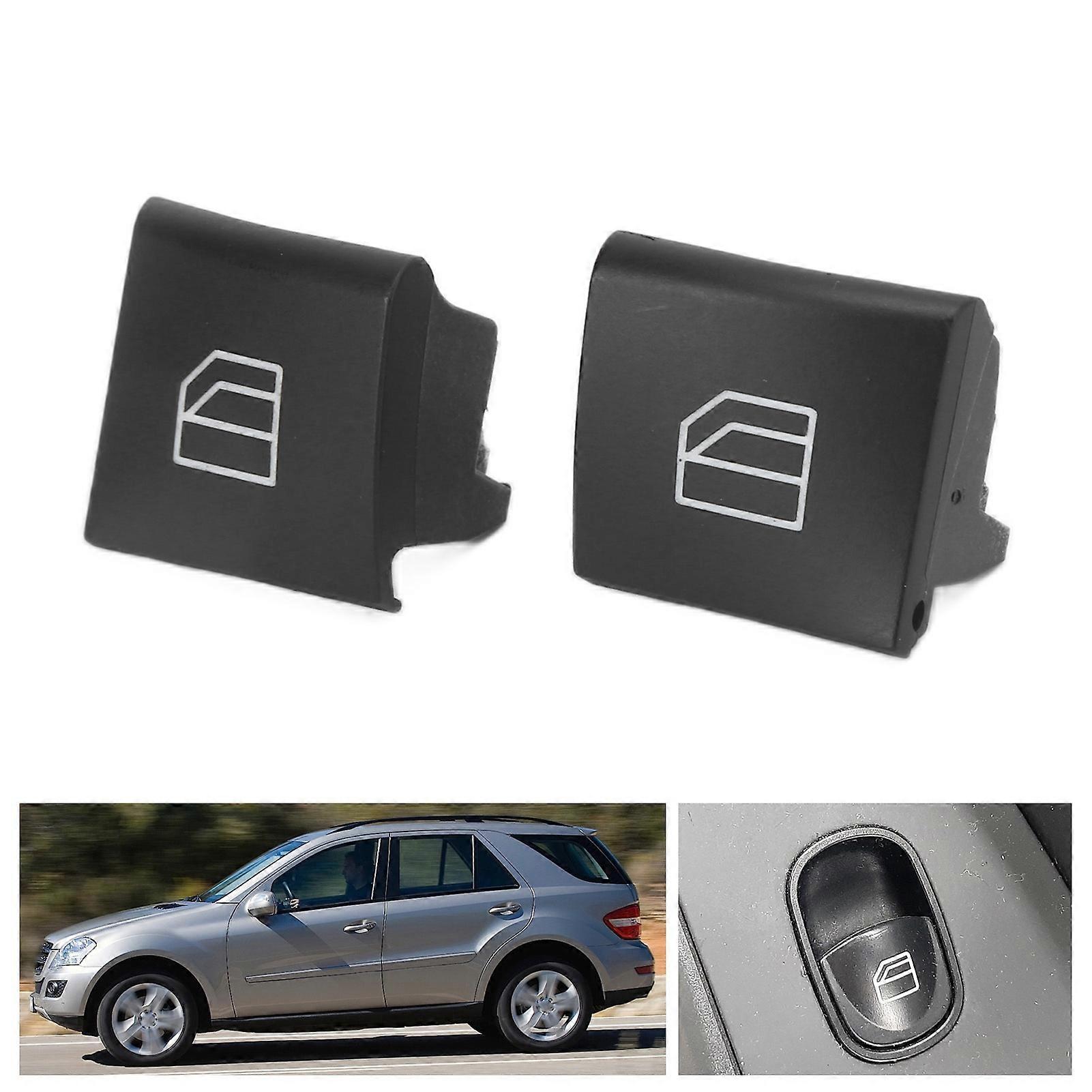 2pcs Window Switch Button Cover Caps for ML W164 2005-2011 Black