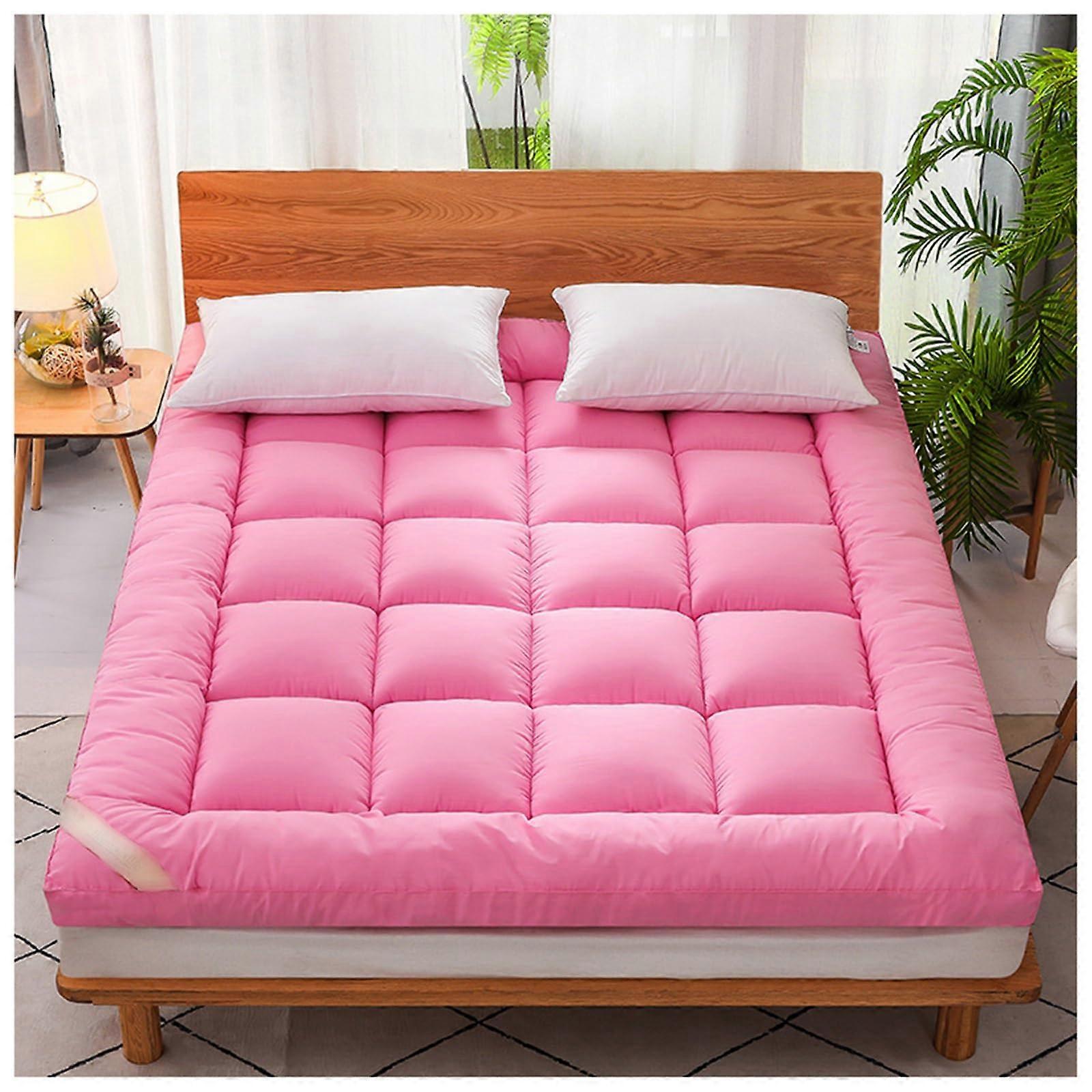 Japanese Floor Mattress Foldable Thickened Futon Sleeping Pad Roll Up Tatami Mat For Guest Room 180x200 cm Pink