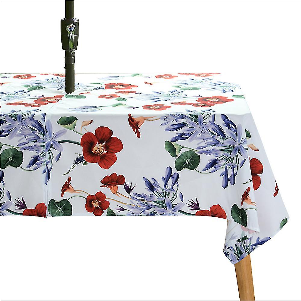 Botanical Print Nappe d’extérieur Résistant à l’eau Résistant aux éclaboussures Polyester Tissu Couverture de table avec zipper Trou de parapluie pour Patio Jardin Décor de table