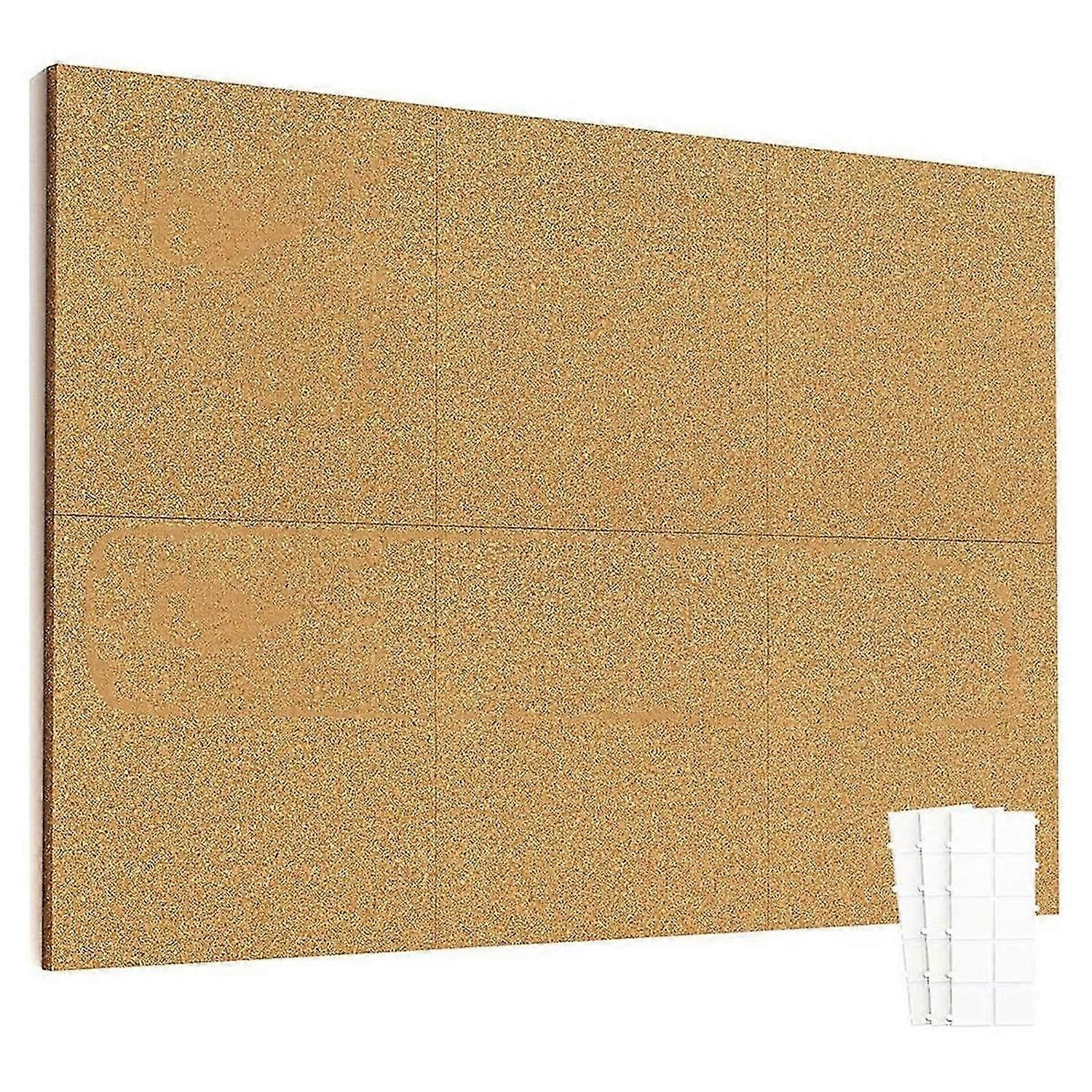 12inch X 12inch Cork Tiles, 6 Pack Cork Boards for Wall with Safe Removable Adhesive Tabs, Large Cork Bulletin Boards
