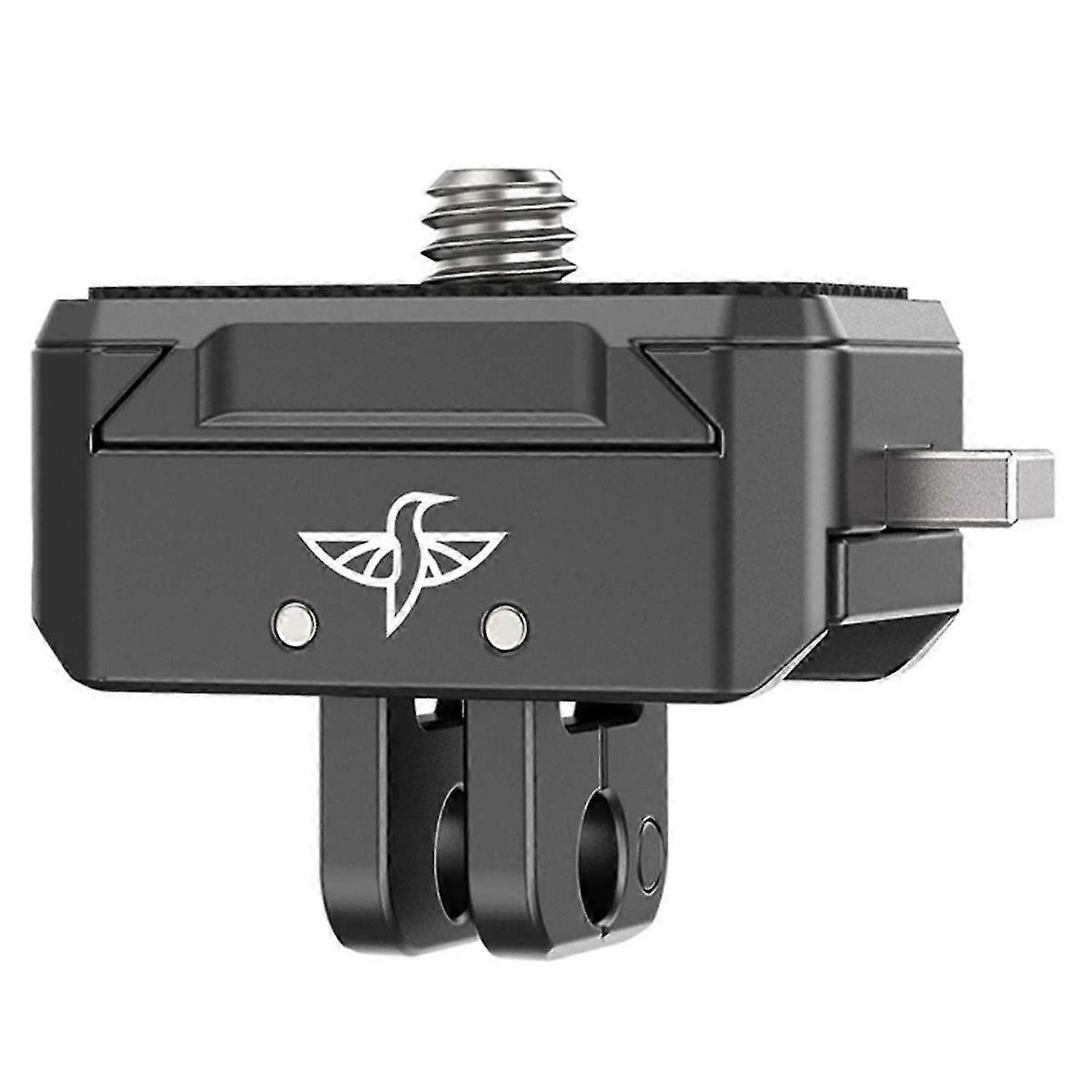 R072 Aluminum Quick Release Mount Adapter Base with Mount Plate Magnetic Action Camera Mount with 1/4-Inch Interface