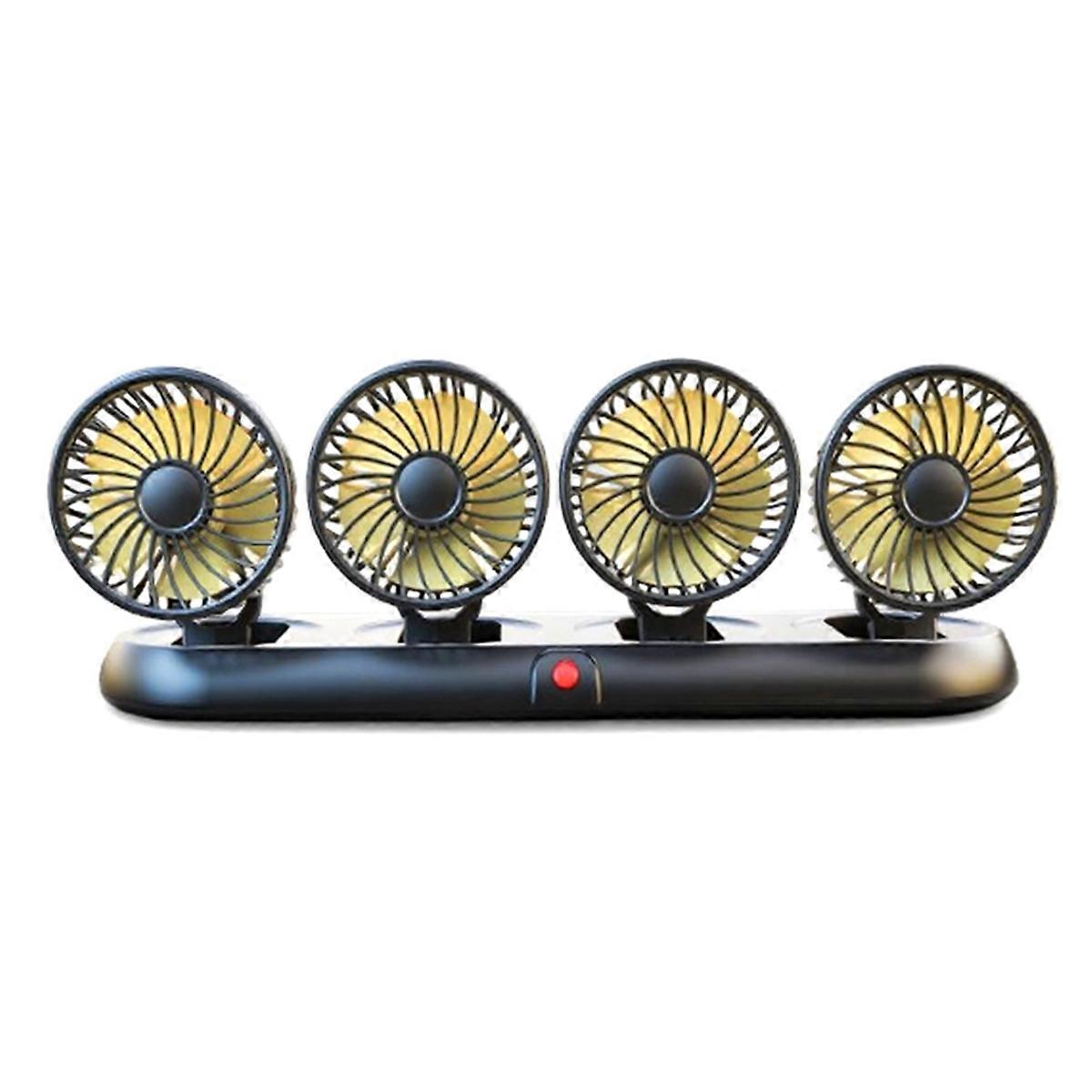 12V Car Fan Four Head Fan Portable Auto Cooling Fan Cooling Big Wind Electric Fan Car Folding Fan f
