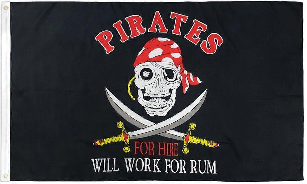 Will Work for Rum Pirate Flag Jolly Roger Boating Flag Skull Flag Style B 511