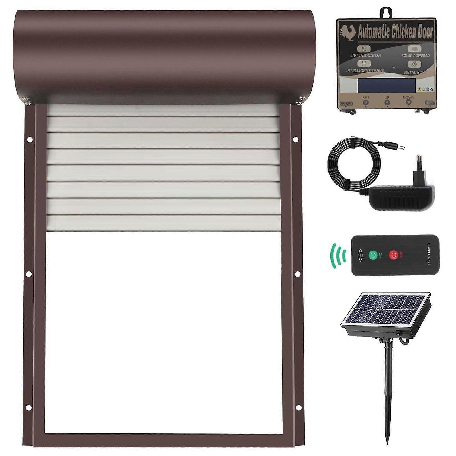 Automatic Chicken Coop Door with Solar Powered Battery Operated LCD Display Automatic Chicken Door with Timer and Light Sensor IP65 Water Resistant Ch
