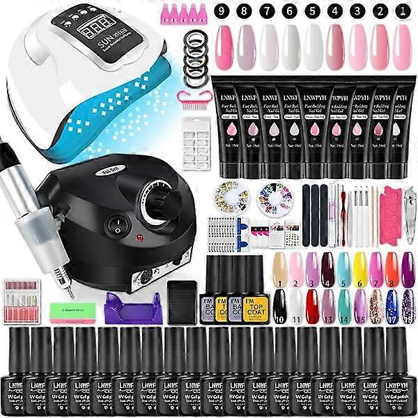 Gel-Nagellack-Set, Poly-Nagelgel-Set mit Nagellampe, semipermanentes Gel.