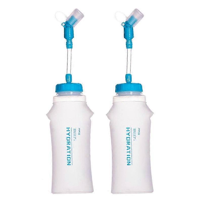 2pcs 500ml TPU Soft Flask Collapsible Sports Water Bottle for Hydration Pack for Running Hiking Cycle Climbing Jogging Marathon