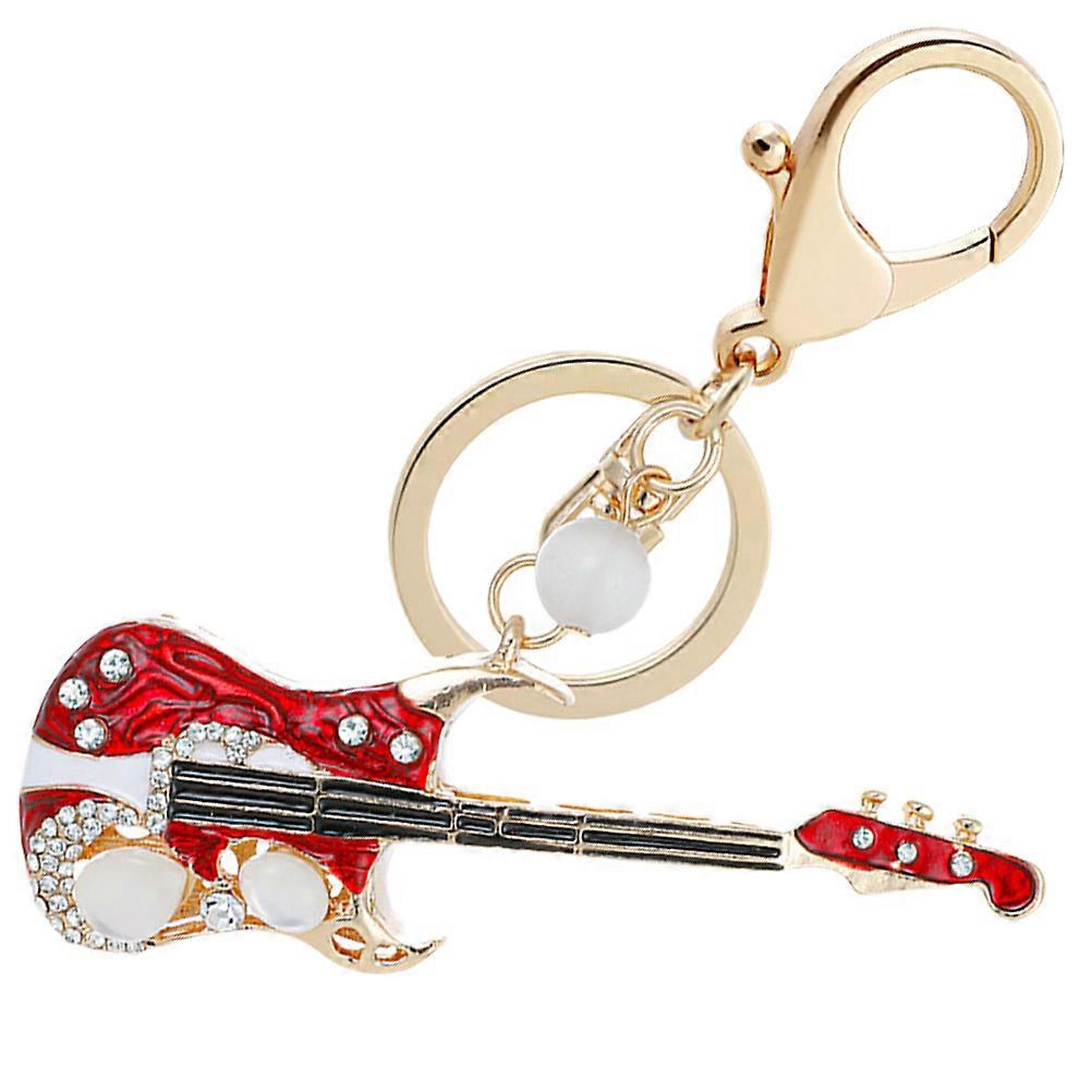 Metal Guitar Keychain for Key Use Creative Red Guitar Keyring Pendant