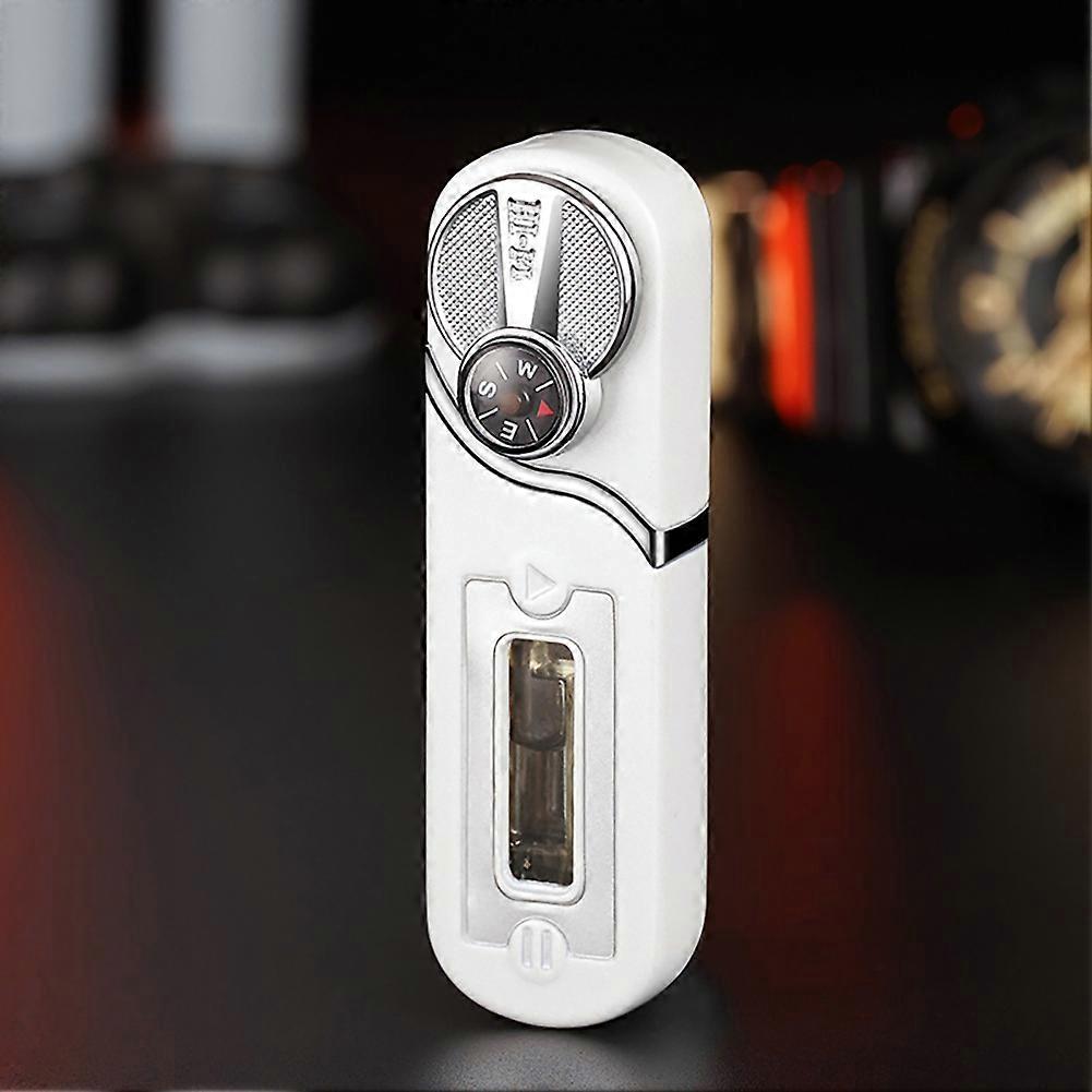 Windproof Straight Blue Flame Torch Lighter Sturdy Metal Rocker Arm Ignition for Outdoor Survival