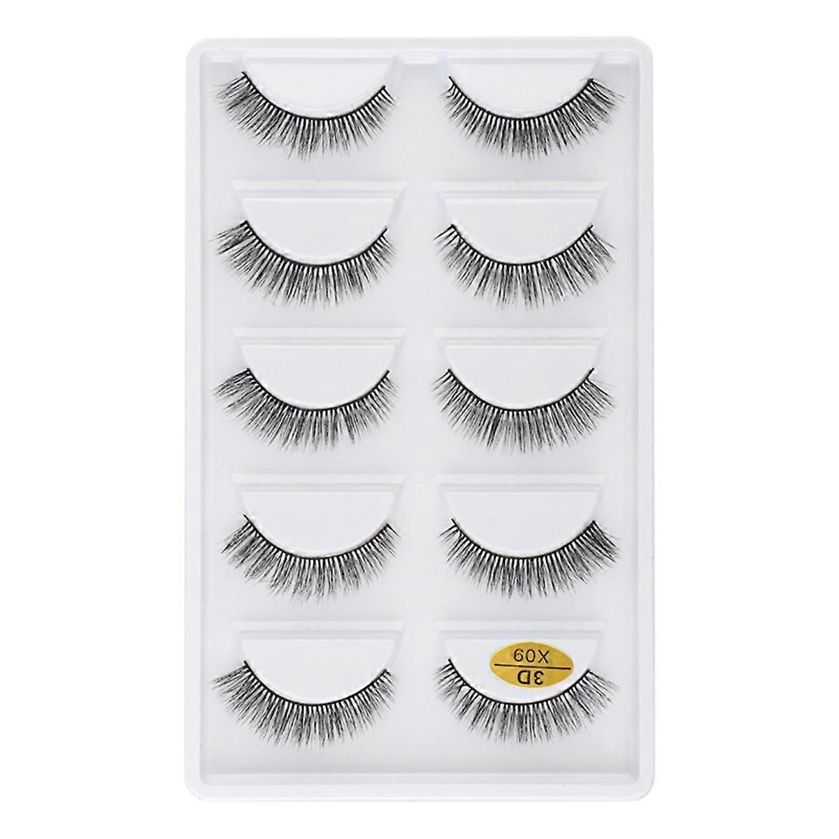 3DX-09 5 Pairs Natural Soft 3D Handmade Fake Eye Lashes Faux