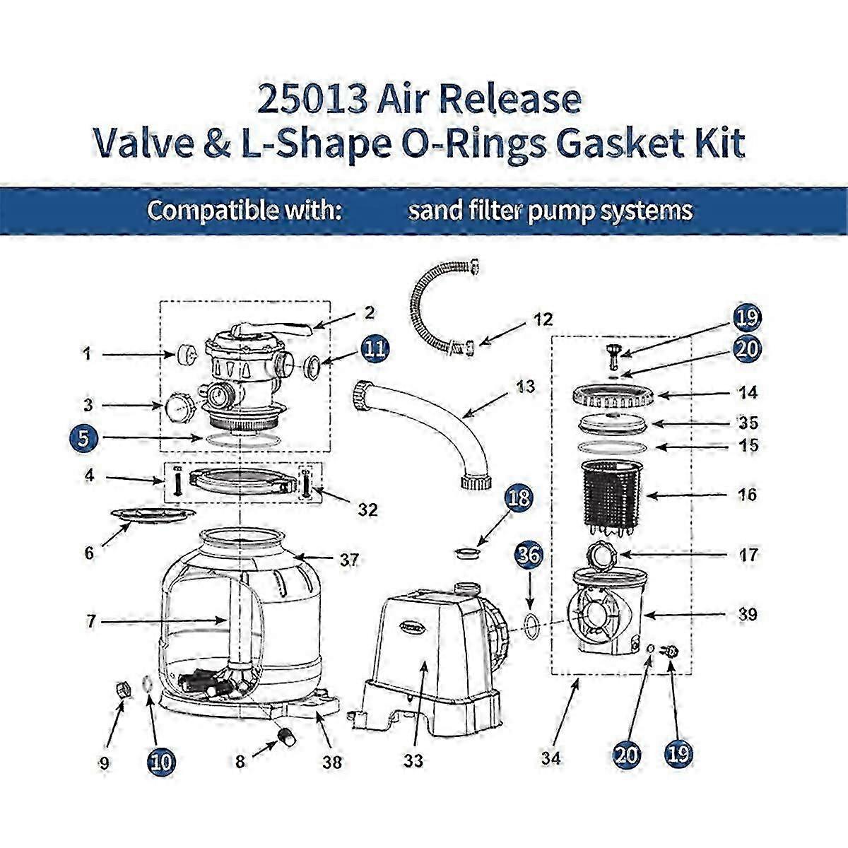 Replacement Setcompatible Sand Filter Pumps, Air Release Valve & O-Rings