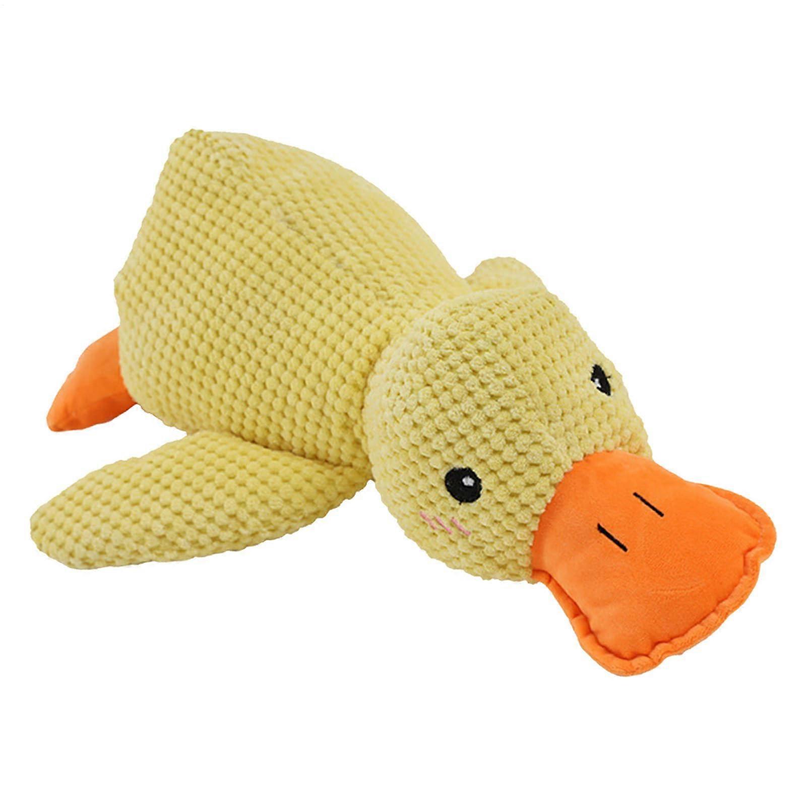 Squeaky Cushion Plush Dog Toy Interactive Duck Toy With Noise For Stress Relief Yellow Duck Trumpet