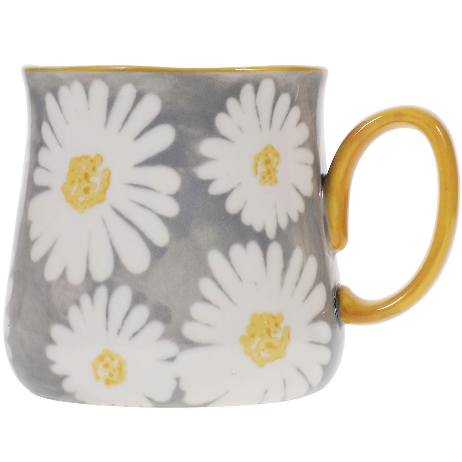 Ceramic Breakfast Cup 2Pcs Multi-Use Water Mug Restaurant Grey Color Simple Shape Storage