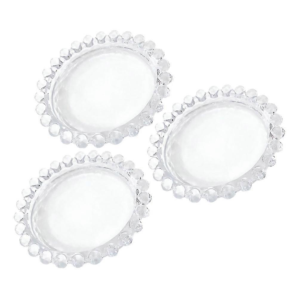 Small Glass Dessert Plates 3Pcs For Home Use And Office Use Showcase With Workmanship Transparent