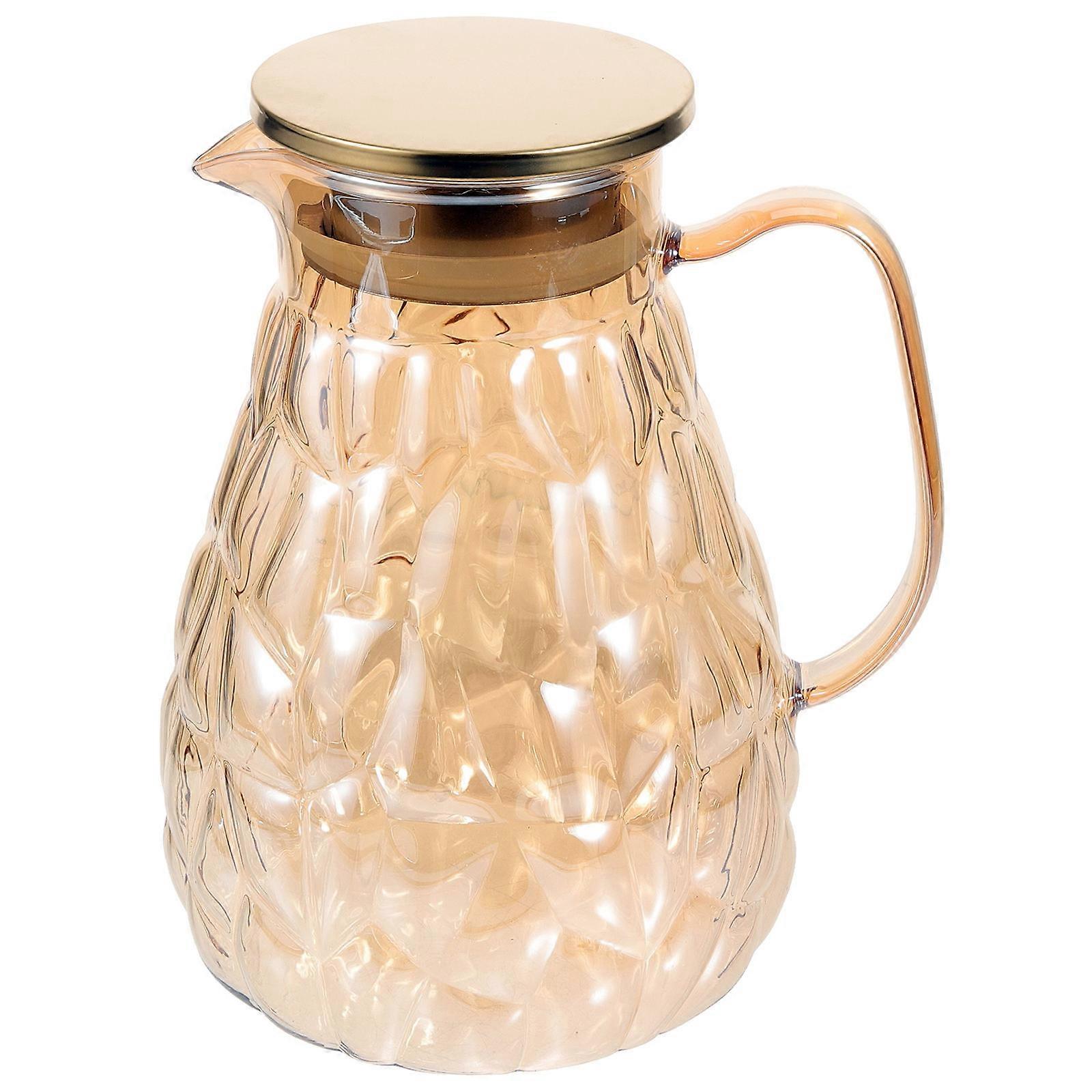 Glass Juice Pitcher Large Capacity Kettle For Family Daily Use Golden Color 1Set