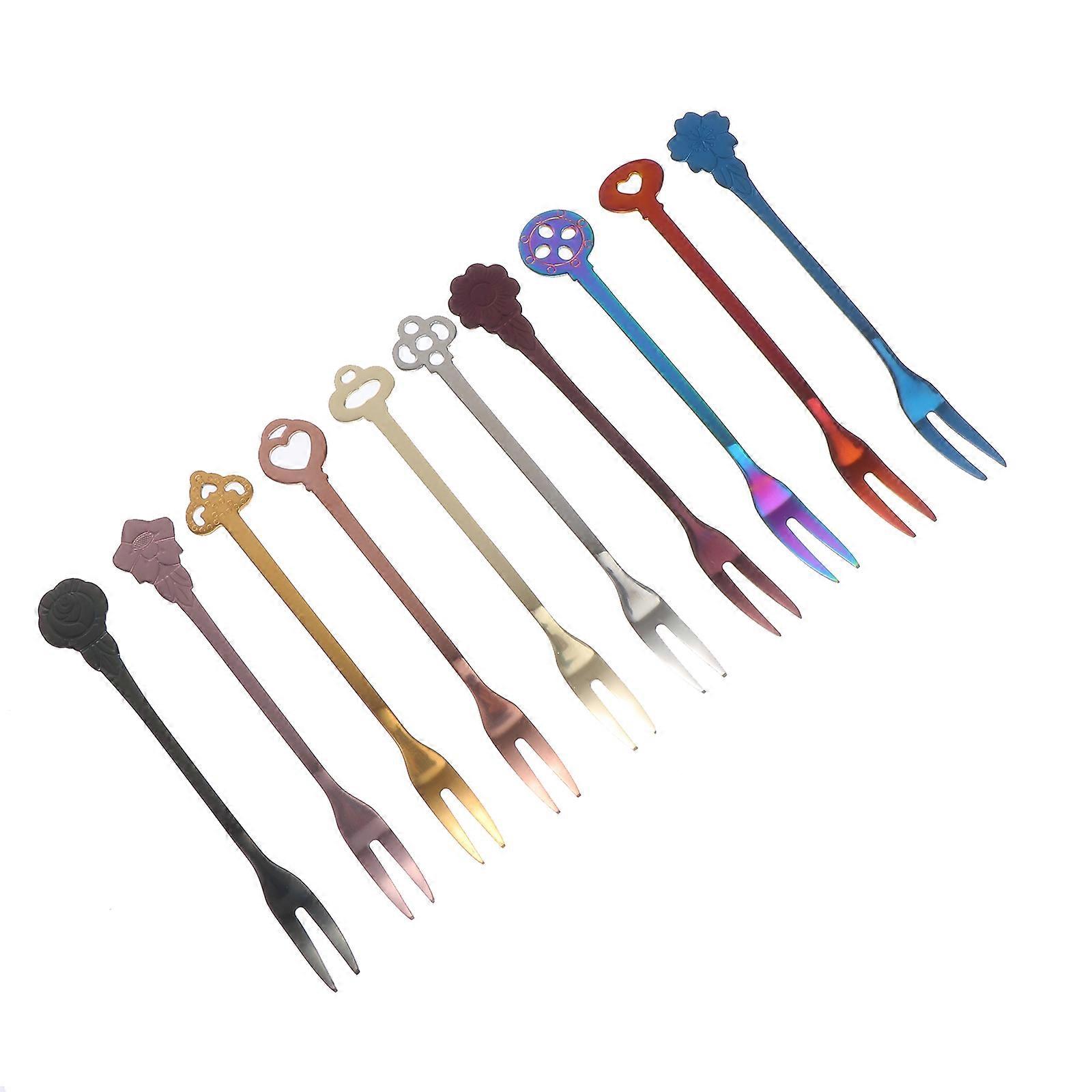 Stainless Steel Fruit Fork Dessert Forks for Home Use 10Pcs Quality