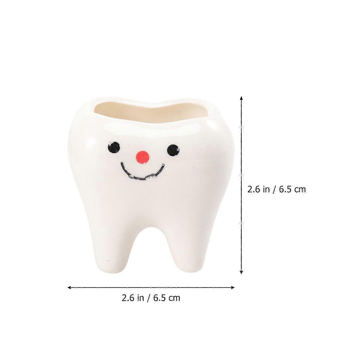 Creative Ceramic Tooth Flower Pot Holder for Storage 4Pcs Decoration