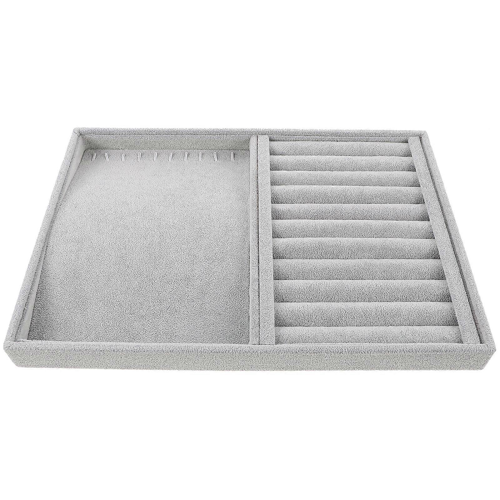 3Pcs Jewelry Organizer Tray Grey Rectangular Storage Solution For Dresser Displaying Accessories Efficiently