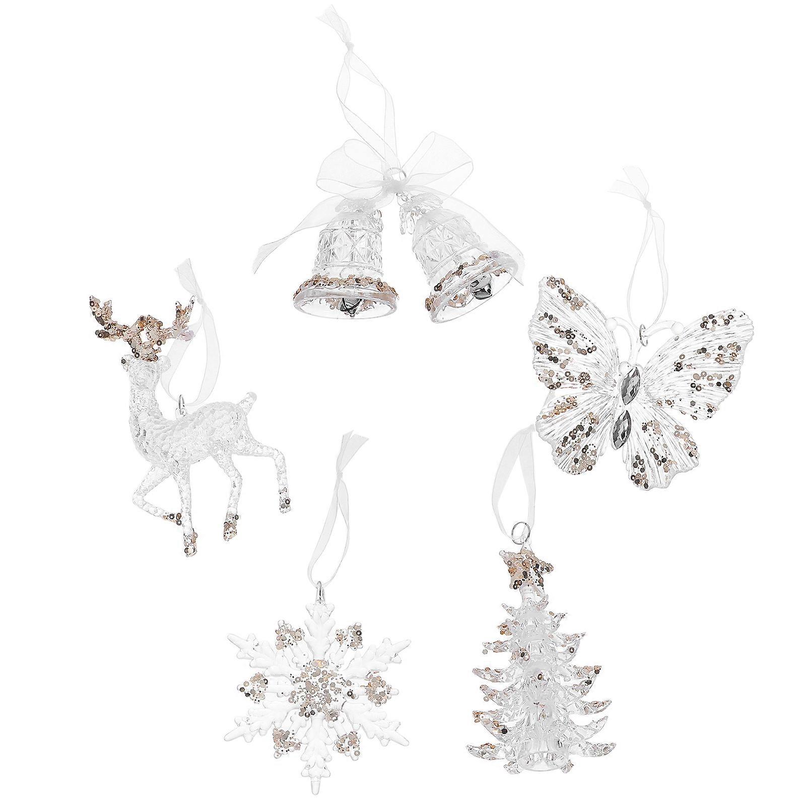 Acrylic Christmas Tree Snowflake Hanging Ornaments for Holiday Use 15 Pieces