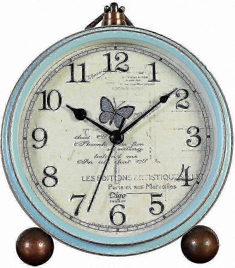 Vintage Battery-Powered Table Clock with Silent Alarm and Clear Display